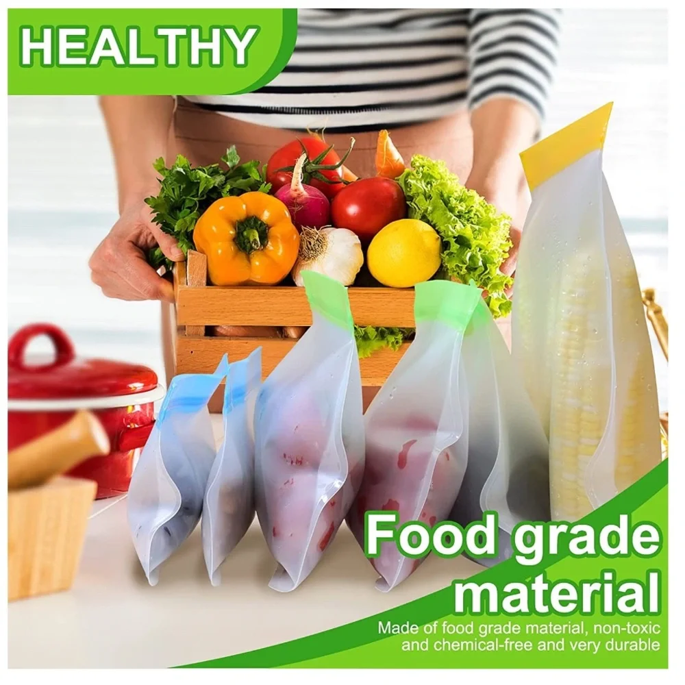 New! 12 Pack Reusable Food Storage Bags BPA Free Double Zipper Leakproof Freezer